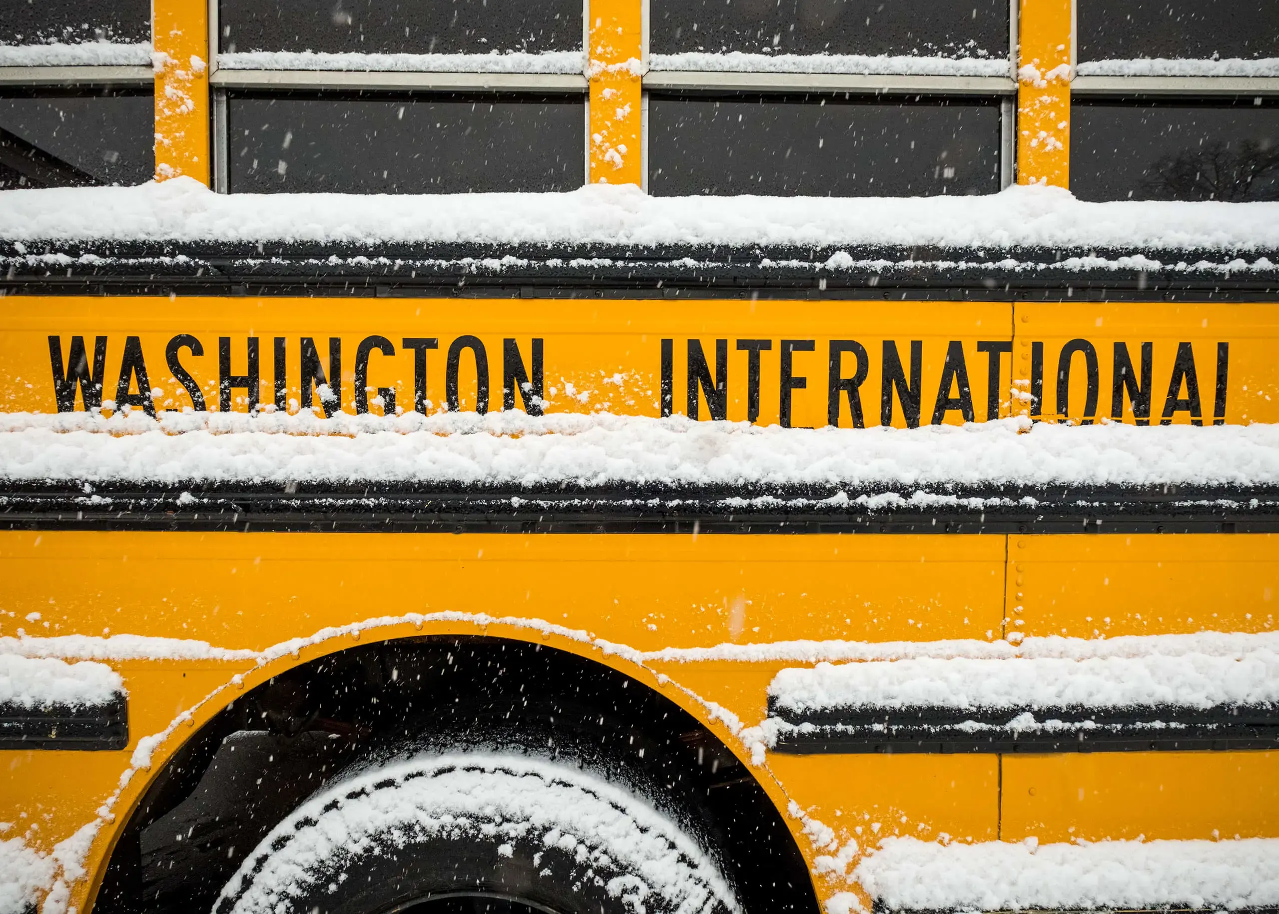 bus covered with snow