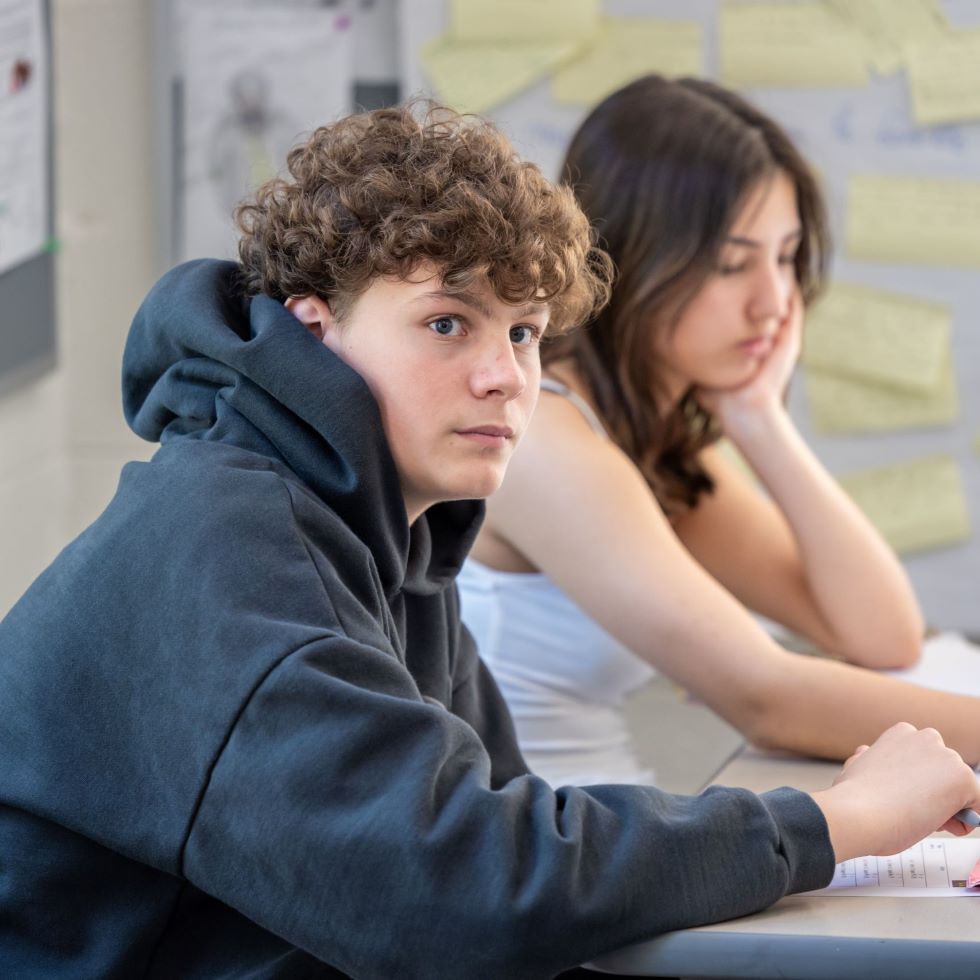 Student paying attention in class