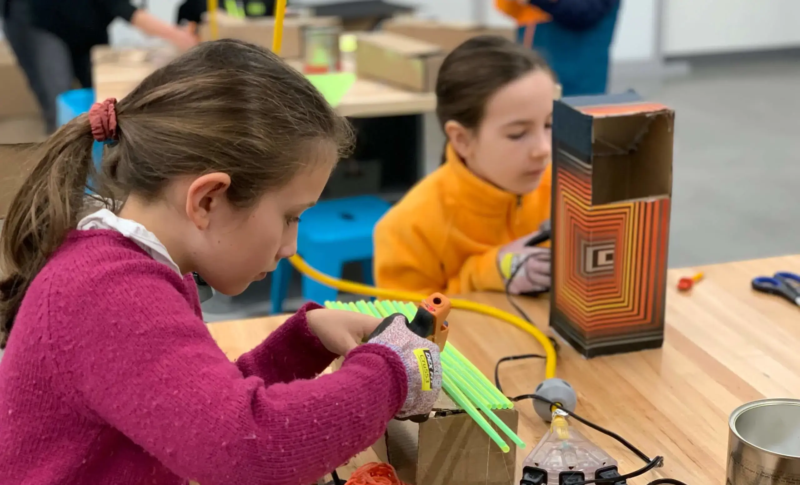 Students making periscopes